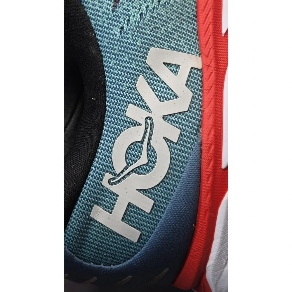 Hoka One One Clifton 8 Mens 12.2E 1121374 RTAR Blue Red Running Shoes Sneaker